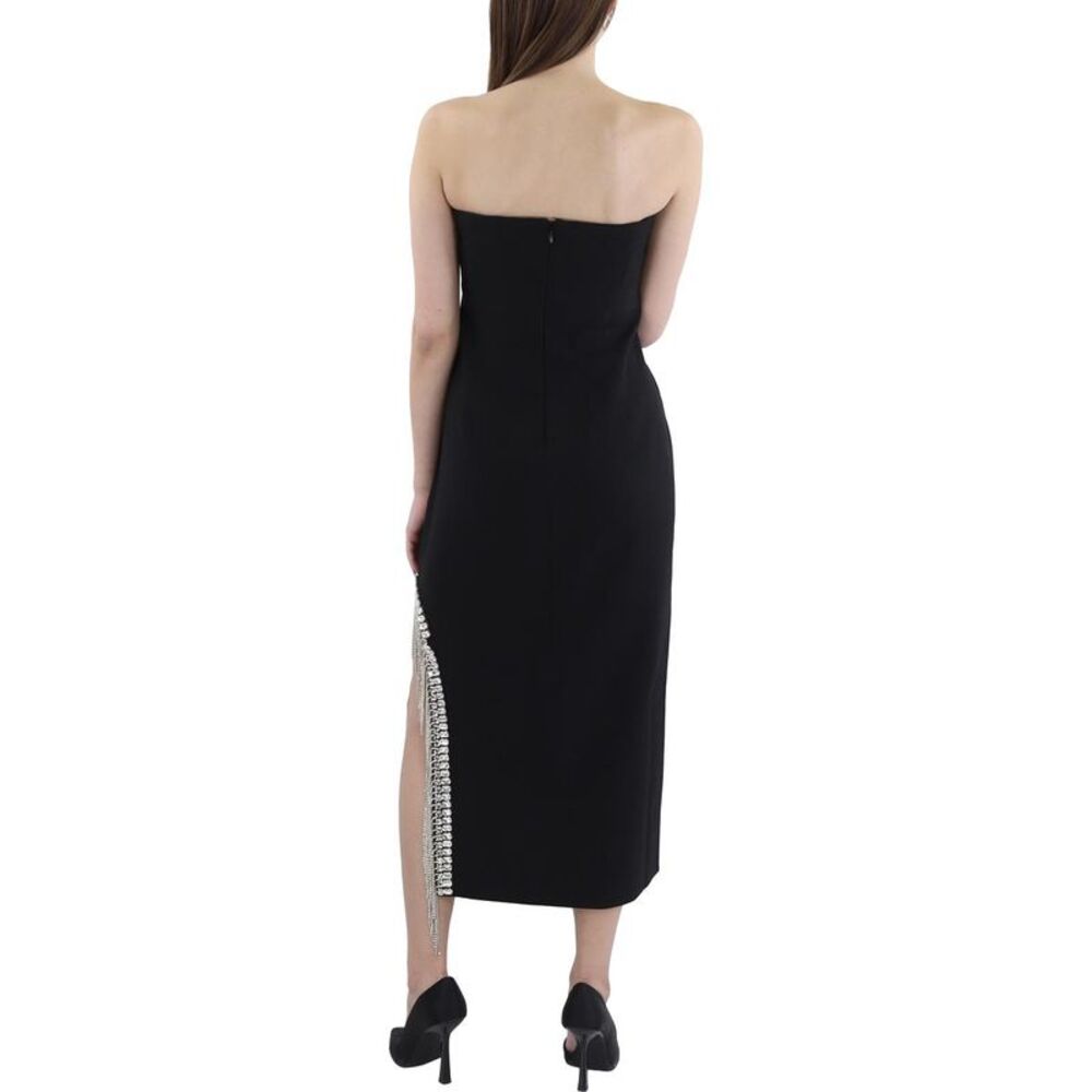 Cinq a Sept Womens Black Below Knee Embellished Slit Midi Dress - Picture 2 of 2